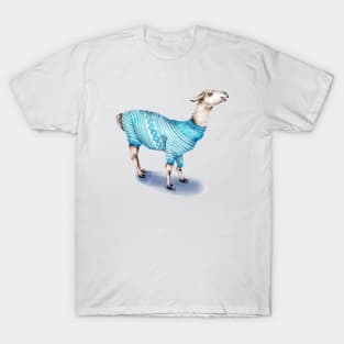 Llama in Blue Sweater T-Shirt